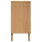 Cómoda de aspecto ratán marrón de 80x40x80 cm de madera maciza de pino