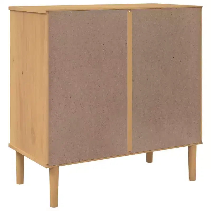 Cómoda de aspecto ratán marrón de 80x40x80 cm de madera maciza de pino