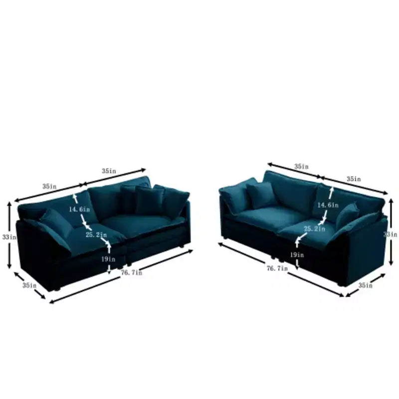 Juego de sofás de 2 piezas tapizados (sillón de dos plazas y sofá), ideal para sala de estar, oficina en casa o salón, asientos 2+2