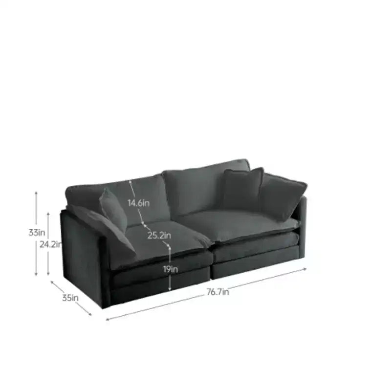 Juego de sofás de 2 piezas tapizados (sillón de dos plazas y sofá), ideal para sala de estar, oficina en casa o salón, asientos 2+2