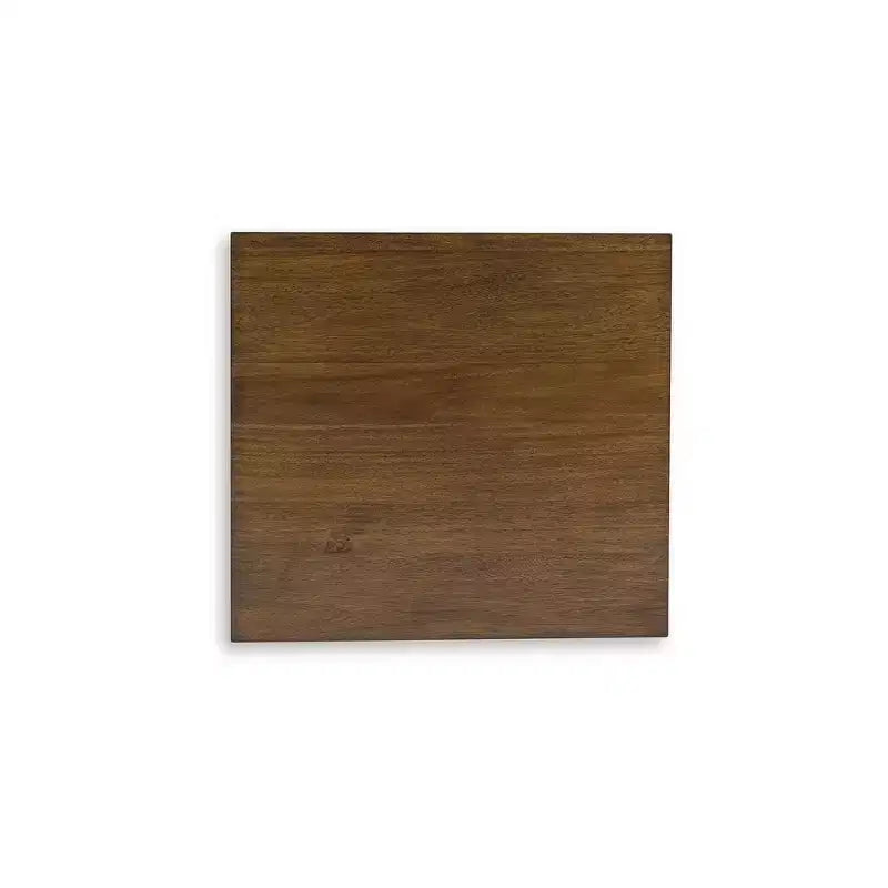 Mesa auxiliar rectangular tradicional - Mesa auxiliar de dos niveles con postes decorativos, Marrón