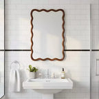 Espejo de pared decorativo rectangular de 20 x 30 con marco de madera maciza, espejo decorativo para baño o entrada