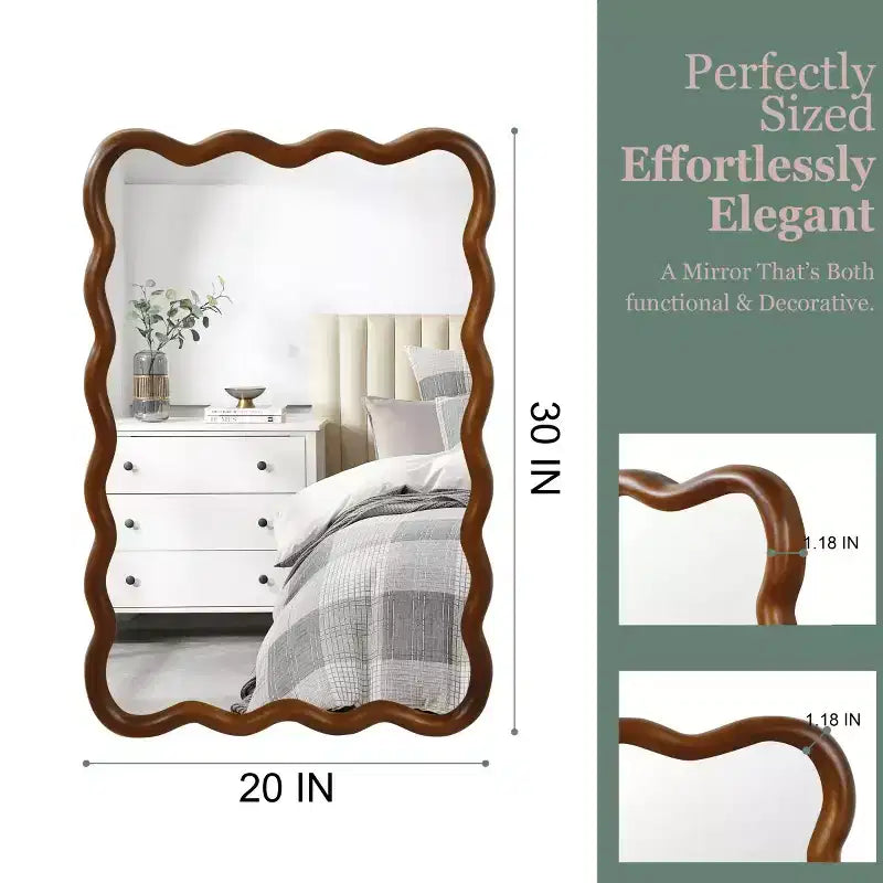 Espejo de pared decorativo rectangular de 20 x 30 con marco de madera maciza, espejo decorativo para baño o entrada