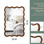 Espejo de pared decorativo rectangular de 20 x 30 con marco de madera maciza, espejo decorativo para baño o entrada