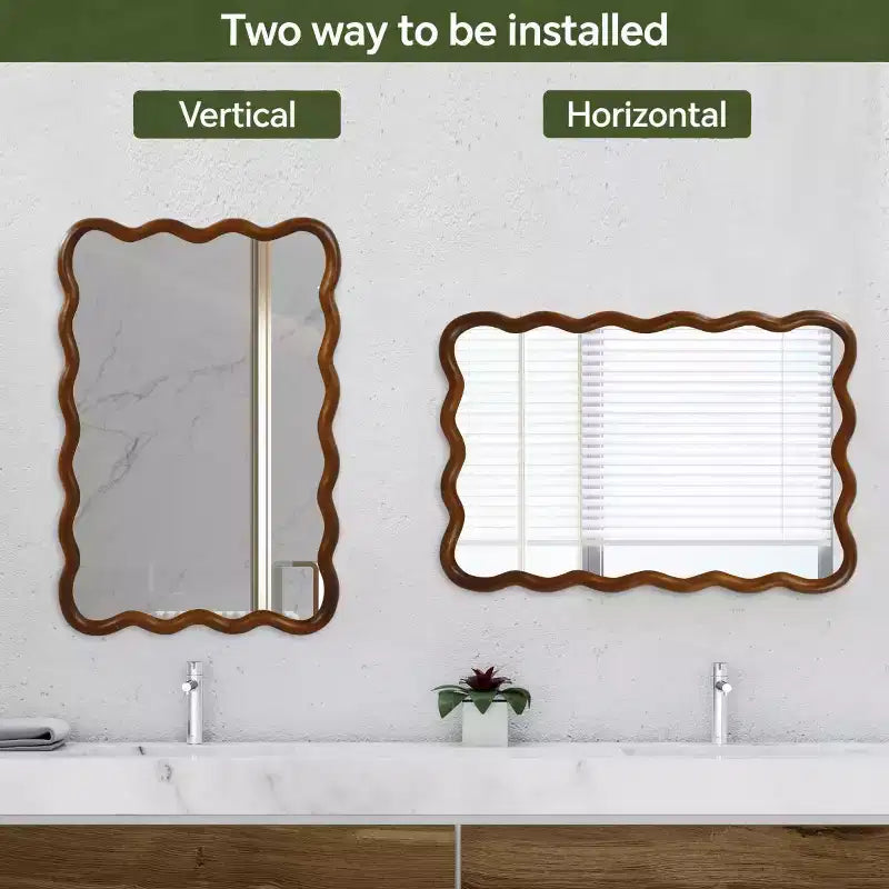 Espejo de pared decorativo rectangular de 20 x 30 con marco de madera maciza, espejo decorativo para baño o entrada