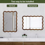 Espejo de pared decorativo rectangular de 20 x 30 con marco de madera maciza, espejo decorativo para baño o entrada