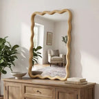 Espejo de pared decorativo rectangular de 20 x 30 con marco de madera maciza, espejo decorativo para baño o entrada