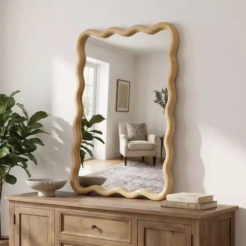 Espejo de pared decorativo rectangular de 20 x 30 con marco de madera maciza, espejo decorativo para baño o entrada