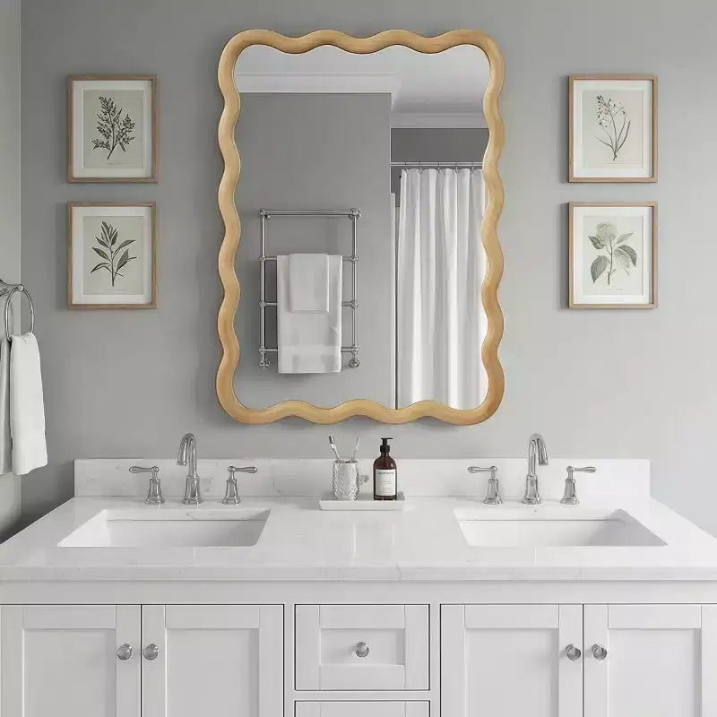 Espejo de pared decorativo rectangular de 20 x 30 con marco de madera maciza, espejo decorativo para baño o entrada