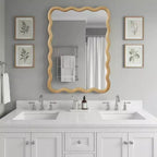 Espejo de pared decorativo rectangular de 20 x 30 con marco de madera maciza, espejo decorativo para baño o entrada
