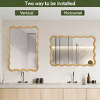 Espejo de pared decorativo rectangular de 20 x 30 con marco de madera maciza, espejo decorativo para baño o entrada