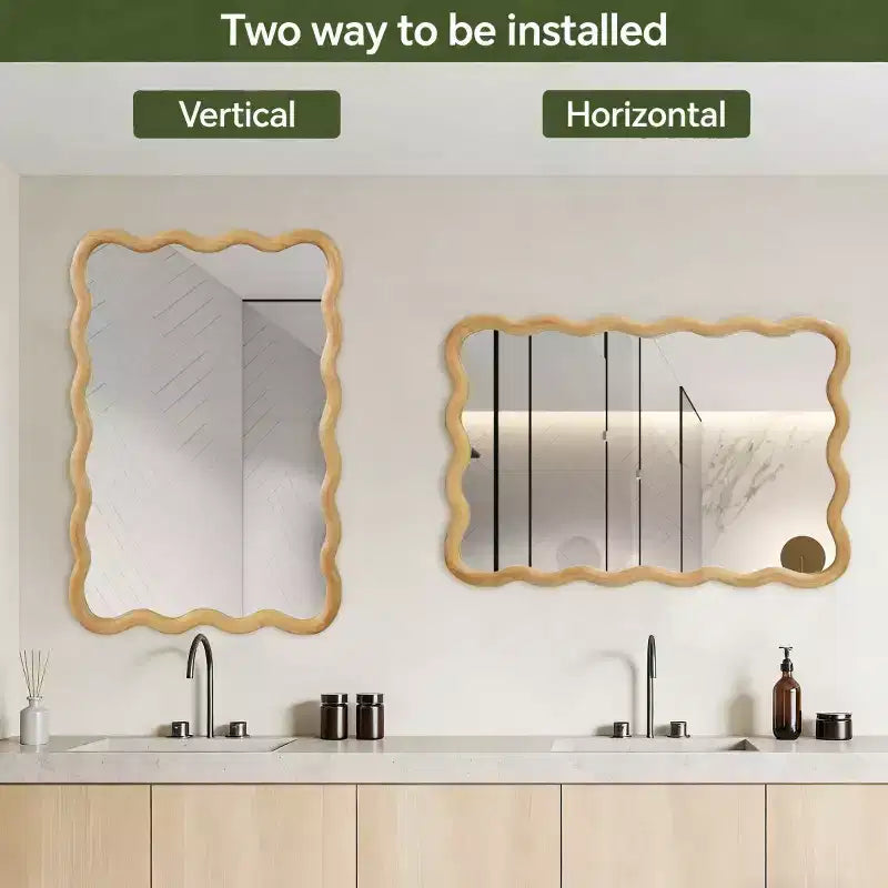 Espejo de pared decorativo rectangular de 20 x 30 con marco de madera maciza, espejo decorativo para baño o entrada