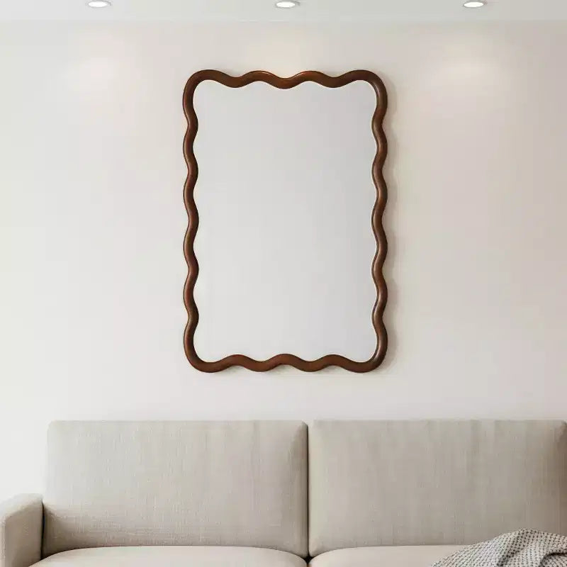 Espejo de pared decorativo rectangular de 20 x 30 con marco de madera maciza, espejo decorativo para baño o entrada