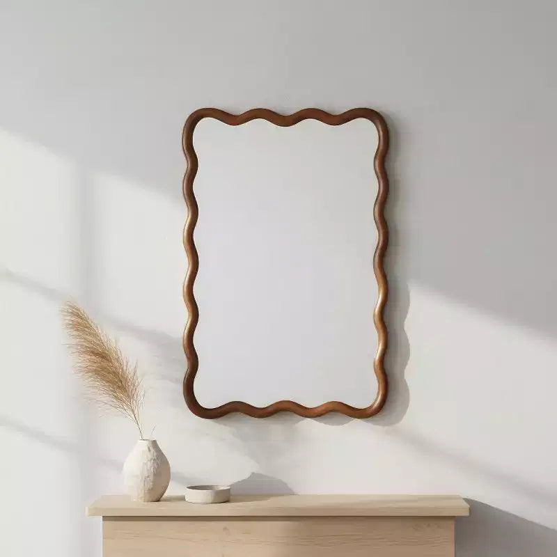 Espejo de pared decorativo rectangular de 20 x 30 con marco de madera maciza, espejo decorativo para baño o entrada