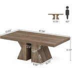 Mesa de centro de madera, mesa rectangular de 47 pulgadas con base de madera gruesa, mesa de centro estilo rústico para sala de estar (marrón)