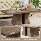 Mesa de centro de madera, mesa rectangular de 47 pulgadas con base de madera gruesa, mesa de centro estilo rústico para sala de estar (marrón)
