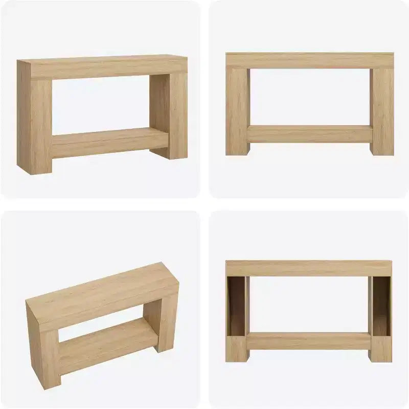 Mesa consola de entrada de granja de 47 pulgadas, mesa de sofá rústica de 2 niveles con patas de metal para detrás del sofá, pasillo, sala de estar