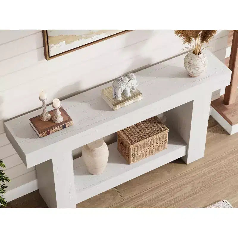 Mesa de consola rústica de 63 pulgadas con almacenamiento de 2 niveles, mesa larga de entrada y de sofá para sala de estar y pasillo