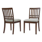 Sillas de comedor de 2 piezas con respaldo de madera curvado y asiento de tela gris