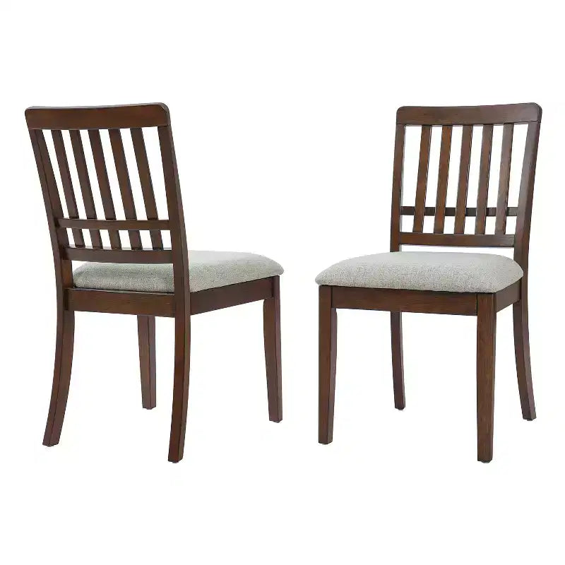 Sillas de comedor de 2 piezas con respaldo de madera curvado y asiento de tela gris