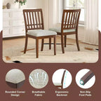 Sillas de comedor de 2 piezas con respaldo de madera curvado y asiento de tela gris