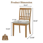 Sillas de comedor de 2 piezas con respaldo de madera curvado y asiento de tela gris
