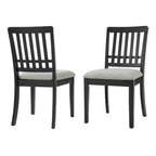 Sillas de comedor de 2 piezas con respaldo de madera curvado y asiento de tela gris