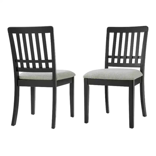 Sillas de comedor de 2 piezas con respaldo de madera curvado y asiento de tela gris