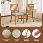 Sillas de comedor de 2 piezas con respaldo de madera curvado y asiento de tela gris