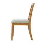 Sillas de comedor de 2 piezas con respaldo de madera curvado y asiento de tela gris
