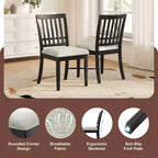Sillas de comedor de 2 piezas con respaldo de madera curvado y asiento de tela gris