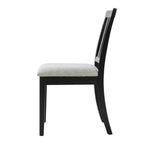 Sillas de comedor de 2 piezas con respaldo de madera curvado y asiento de tela gris