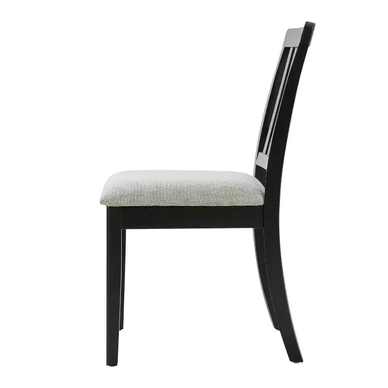 Sillas de comedor de 2 piezas con respaldo de madera curvado y asiento de tela gris