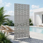 Divisor de ambientes de acero galvanizado gris, 72x35x16, pantalla duradera de 6 piezas para interiores y exteriores