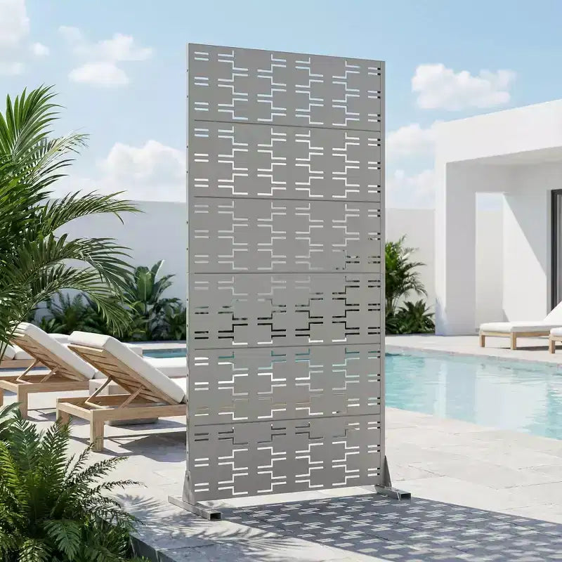 Divisor de ambientes de acero galvanizado gris, 72x35x16, pantalla duradera de 6 piezas para interiores y exteriores