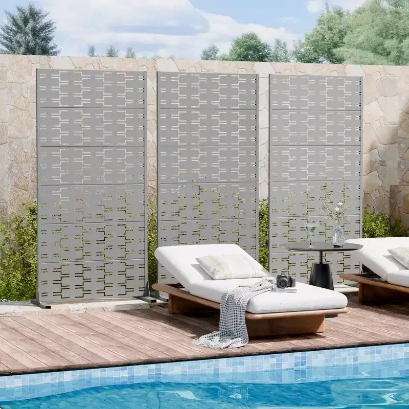 Divisor de ambientes de acero galvanizado gris, 72x35x16, pantalla duradera de 6 piezas para interiores y exteriores