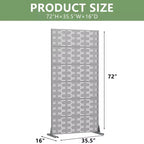 Divisor de ambientes de acero galvanizado gris, 72x35x16, pantalla duradera de 6 piezas para interiores y exteriores