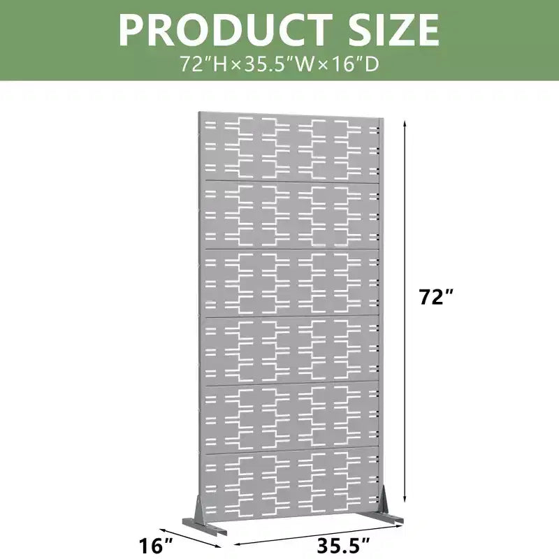 Divisor de ambientes de acero galvanizado gris, 72x35x16, pantalla duradera de 6 piezas para interiores y exteriores
