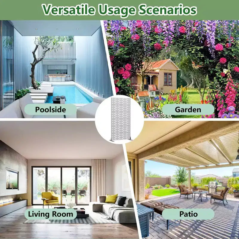 Divisor de ambientes de acero galvanizado gris, 72x35x16, pantalla duradera de 6 piezas para interiores y exteriores