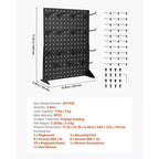 Soporte de exhibición perforado, soporte de exhibición de mesa de 17 x 13 pulgadas con 30 ganchos, panel de tablero perforado de acero laminado en frío engrosado, negro (2 unidades)