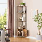 Estantería esquinera alta de 5 niveles - Vitrina esquinera de 58 pulgadas con estantes de madera maciza - Organizador de estantes de pie resistente para sala de estar, dormitorio, cocina