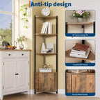Estantería esquinera alta de 5 niveles - Vitrina esquinera de 58 pulgadas con estantes de madera maciza - Organizador de estantes de pie resistente para sala de estar, dormitorio, cocina