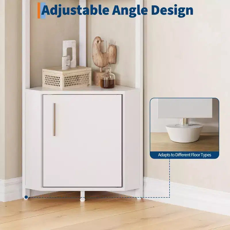Estantería esquinera alta de 5 niveles - Vitrina esquinera de 58 pulgadas con estantes de madera maciza - Organizador de estantes de pie resistente para sala de estar, dormitorio, cocina