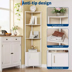 Estantería esquinera alta de 5 niveles - Vitrina esquinera de 58 pulgadas con estantes de madera maciza - Organizador de estantes de pie resistente para sala de estar, dormitorio, cocina