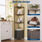 Estantería esquinera alta de 5 niveles - Vitrina esquinera de 58 pulgadas con estantes de madera maciza - Organizador de estantes de pie resistente para sala de estar, dormitorio, cocina