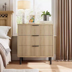 2 pack Dresser, Chest of Drawers - 29.9 Fluted Wood Grain 3-Drawer Organizer with Metal Legs & Anti-Tip Device