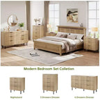 Cómoda de 2 piezas, cómoda de 29,9 pulgadas con organizador de 3 cajones con vetas de madera estriada, patas de metal y dispositivo antivuelco