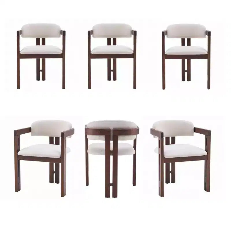 Sillas de comedor tapizadas de madera de caucho estilo Mid-Century Modern (6 piezas)