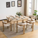 Sillas de comedor tapizadas de madera de caucho estilo Mid-Century Modern (6 piezas)