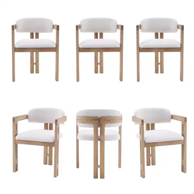 Sillas de comedor tapizadas de madera de caucho estilo Mid-Century Modern (6 piezas)